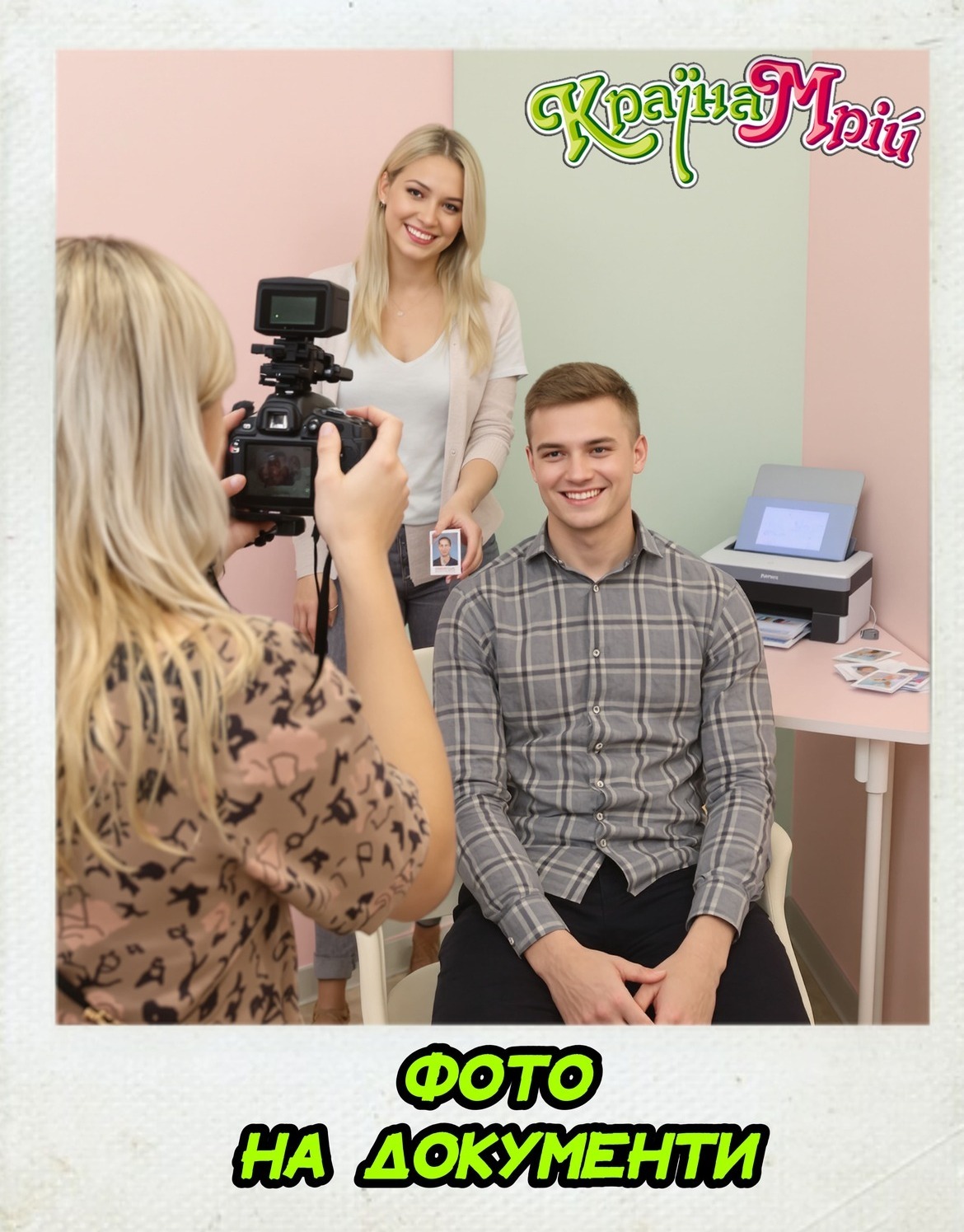 Фото на документи в Черкасах за 5–10 хвилин. Паспорт, віза, водійське, студентський, пенсійне посвідчення та інші документи. Якісна ретуш, друк і файл для подачі онлайн. Фотостудія «Країна Мрій».